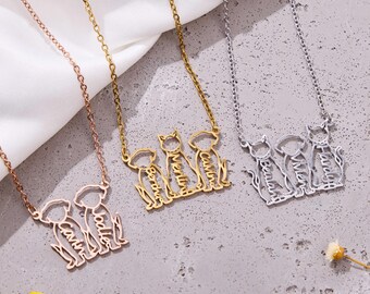 Personalized Cat Name Necklace,Custom Dog Name Jewelry,Cat Lover Necklace,Pet Silhouette Necklace,Custom Animal Necklace,Dog Lovers Gift
