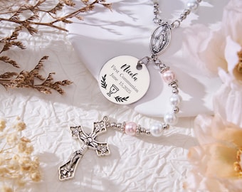 First Communion Gift for Girl,Prayer Beads Christian,Catholic Baptism-Confirmation Gift,Girl Rosary,Gift for Goddaughter,Religious Gifts