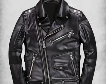 Custom Fit Black Leather Moto Jacket –  Brando Punk Style Jacket