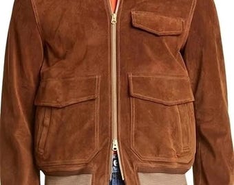 Vintage A2 Suede Leather Aviator Jacket for Men