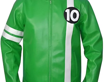 Men Green Leather Jacket – Cartoon Inspired Cosplay Outfit | Faux & Real Leather | Halloween, Comic Con  Inspired Casual Wear