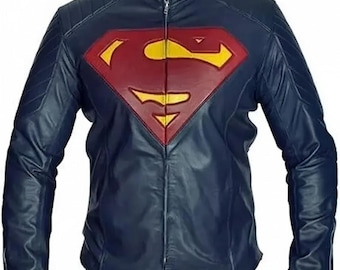 Superman Man of Steel Henry Cavill Blue & Red Leather Jacket | Cosplay Costume for Men