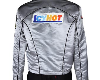 Men’s Death Proof Stuntman Mike Satin Jacket – Kurt Russell IcyHot Silver Lightweight Cosplay Costume