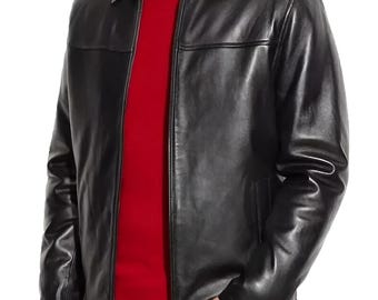 Men's Genuine Lambskin Leather Quilted Biker Jacket – Slim Fit Black Motorcycle Style