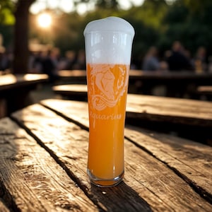 Wheat beer glass 0.5l with zodiac sign and name engraving - gift idea
