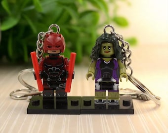 Custom Action figure Superhero Keychain Legendary Comic Inspired Toy Keychain Matt and Jennifer Mini Figure Keyring