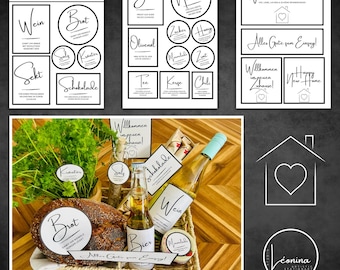 Housewarming Gift Bread & Salt – DIY Bottle Labels | Labels | Moving In – Housewarming Gift – Digital Download PDF Print