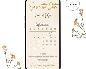 Save the Date Handykarte Hochzeit 2027 | Digitale Canva Vorlage fürs Smartphone | Moderne Hochzeitsankündigung zum Selbstbearbeiten, digital