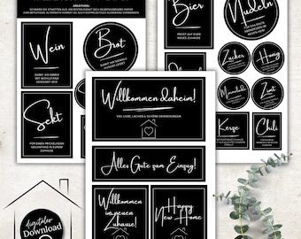 Einzug Geschenk Etiketten Du & Ihr | Einzugsgeschenk | Haus-Einweihung | Mitbringsel Korb | Neue Wohnung | | Etiketten | Download PDF | DIY