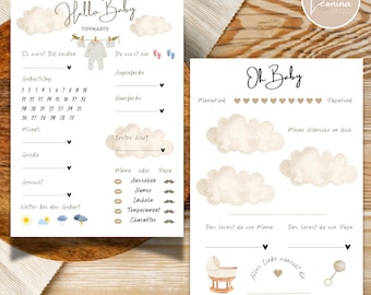 Baby Shower Fill-in Card | Baby Shower Game | Tip Cards | Wish Card | Digital Download | Print at Home | Baby Shower | Gut Feeling | Gift