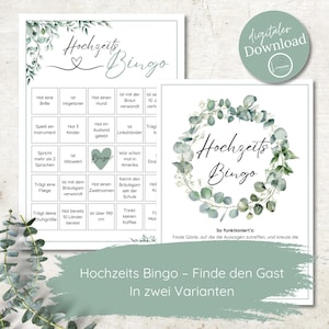 Wedding Bingo | Find the Guest | Wedding Game | Wedding Get-to-Know-You Game | Guest Game | PDF to Print | Eucalyptus Boho Pastel
