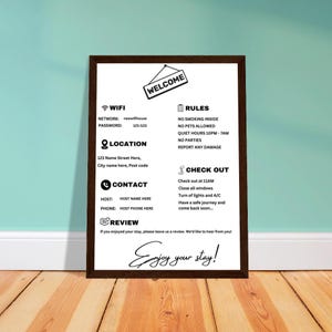 Szablon znaku powitalnego Airbnb| Wymeldowanie z Airbnb| Zasady domu | Szablon znaku WIFI Airbnb