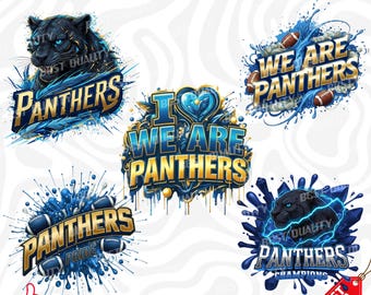 Imágenes prediseñadas de sublimación del día del partido de fútbol de los Panthers - 5 diseños premium del equipo de fútbol de los Panthers, camiseta de los Panthers, archivo PNG (descarga digital)