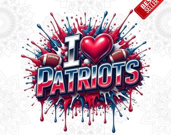 Patriots Football PNG – Game Day Clipart, Sublimation Design (Digital Download)