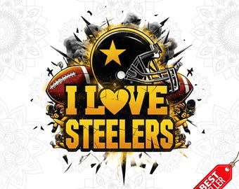 Steelers Football PNG Game Day Clipart Sublimation - Design Steelers Team Football, Steelers T-Shirt, MUG, File Png (Digital Download)