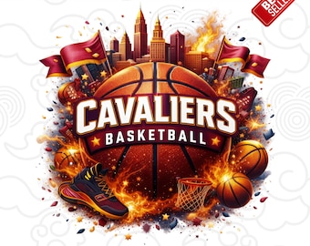 Cavaliers Basketball Clipart PNG – Game Day Sublimation Design (Digital Download)