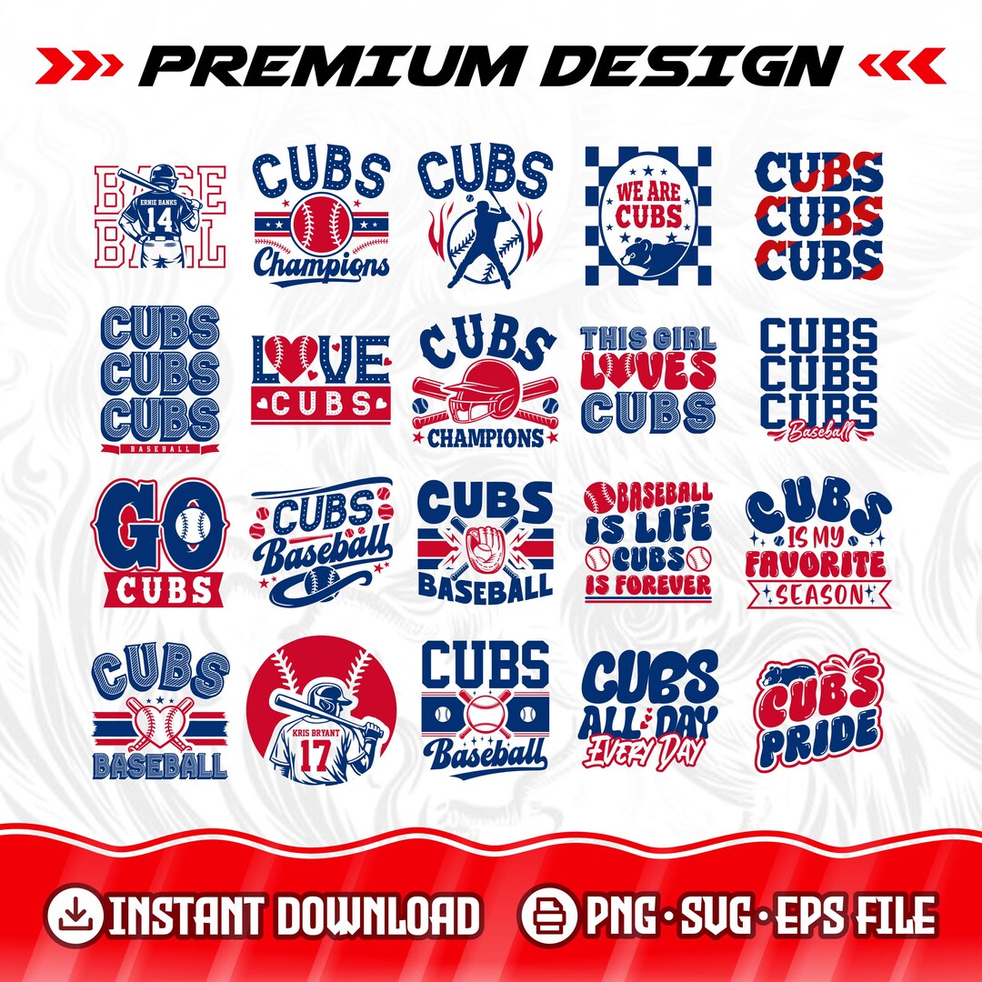 Cubs SVG PNG Bundle, Baseball Cutfile, Cricut, Silhouette (digital ...