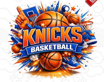 Knicks Basketball Clipart PNG – Game Day Sublimation Design (Digital Download)