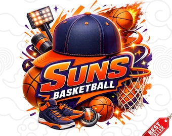 Suns Basketball Clipart PNG – Game Day Sublimation Design (Digital Download)