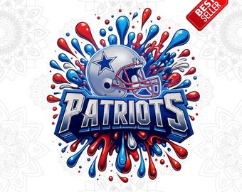 Patriots Football Clipart – Game Day PNG Sublimation (Digital Download)