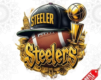 Steelers Football PNG Game Day Clipart Sublimation - Design Steelers Team Football, Steelers T-Shirt, MUG, File Png (Digital Download)