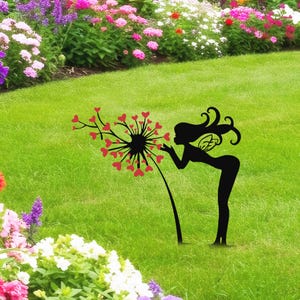 3D Metal Butterfly Wings Fairy Silhouette Garden Stake - Rustic Outdoor Art Decor, 38cm