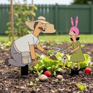Bob's Burgers Metall Gartenstecker, Topfpflanzendekor, Terrasse Marker