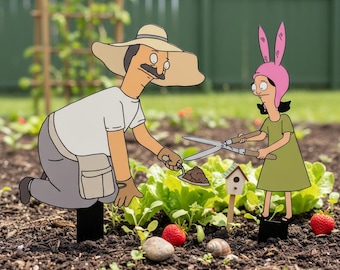 Bob's Burgers Metal Garden Stakes, Potted Plant Decor, Outdoor Patio Markers