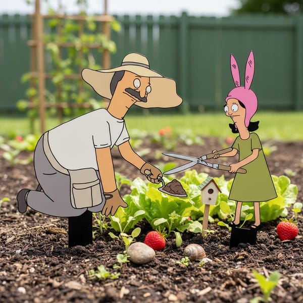 Bob's Burgers Metal Garden Stakes, Potted Plant Decor, Outdoor Patio Markers