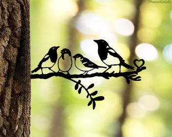 Delicate Sparrow on Branch Metal Art,Charming Bird Silhouette Wall Decor,Nature Inspired Garden Sign,Rustic Sparrow Metal Art,Outdoor Decor