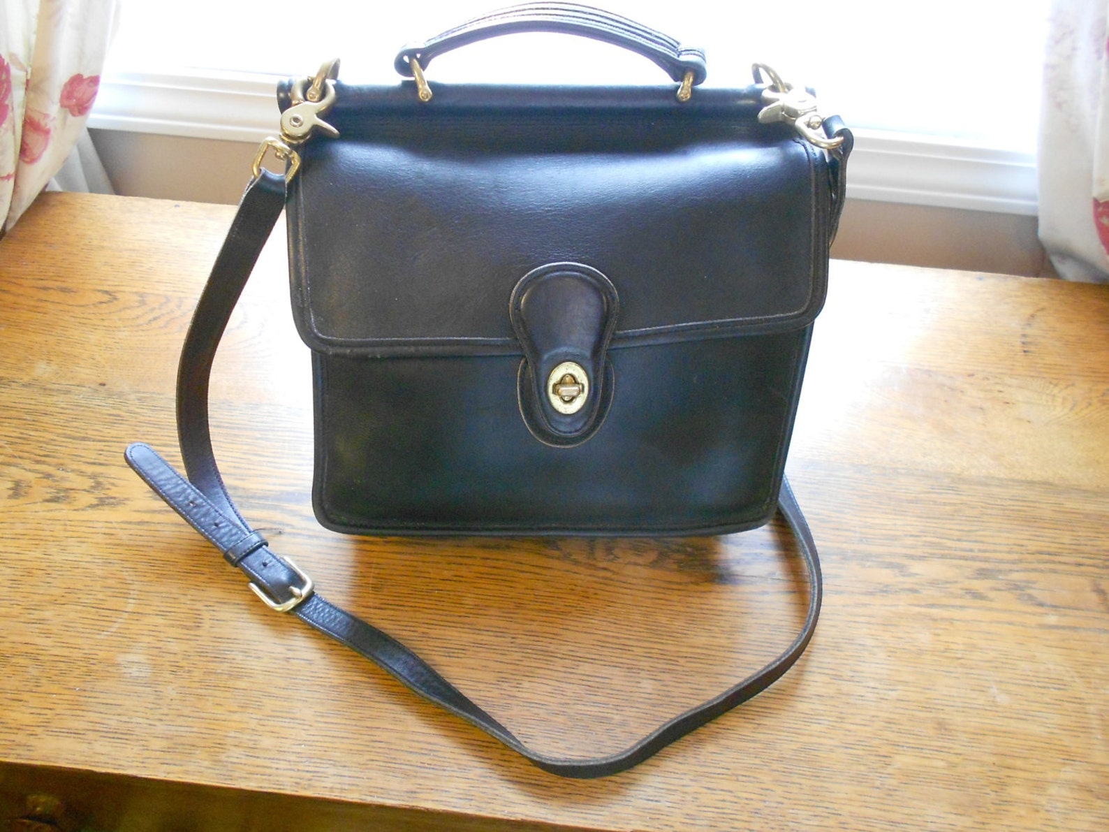 Vintage Coach Bag Crossbody Messenger Black Leather Etsy