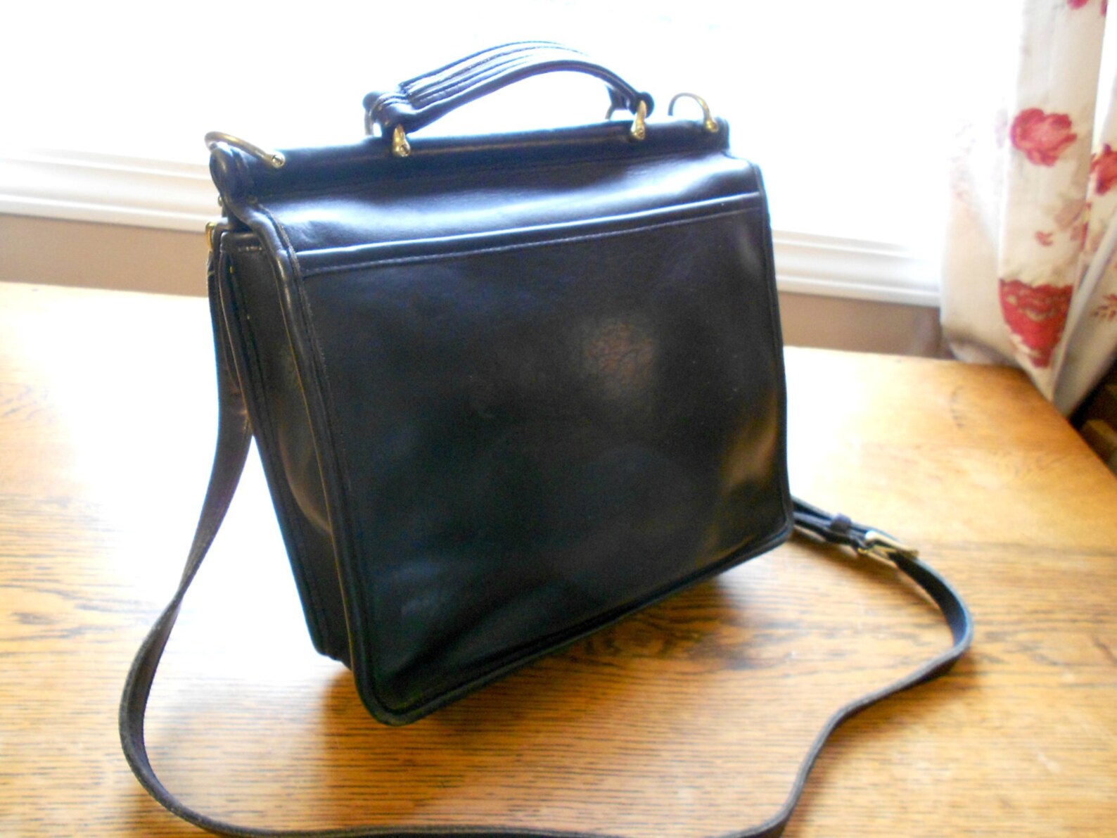 Vintage Coach Bag Crossbody Messenger Black Leather Etsy