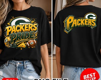 Packers Football Sublimation Clipart Transparent 2 PNG: Use for T-shirt, Stickers, Mug, Frame, Tumbler (Digital Download)