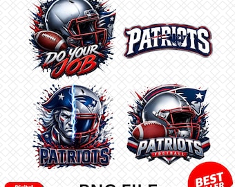 May include: A digital sublimation design featuring four New England Patriots football graphics. Elements include silver helmets, brown footballs, red and blue paint splatters, and text reading DO YOUR JOB, PATRIOTS, and PATRIOTS FOOTBALL.