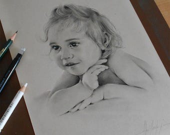 Portrait personnalisé d’après photo | Dessin réaliste, fait main