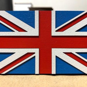 Handmade British Flag on Natural Wood – 32x19 cm (12.6x7.5 inches) | High-Quality Wooden Wall Art