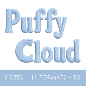 Puffy Cloud Embroidery Font, Bubble Alphabet Machine Design, Rounded Bold Letters (Digital Download)