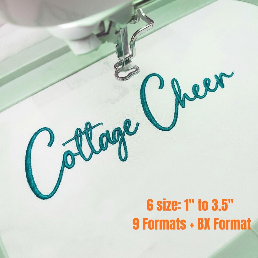 Cottage Cheer Embroidery Font - Handwritten Embroidery Letters ...