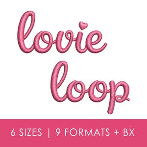 Lovie Loop Cursive Embroidery Font, Satin Stitch Alphabet For Girls, Machine Name Design (Digital Download)