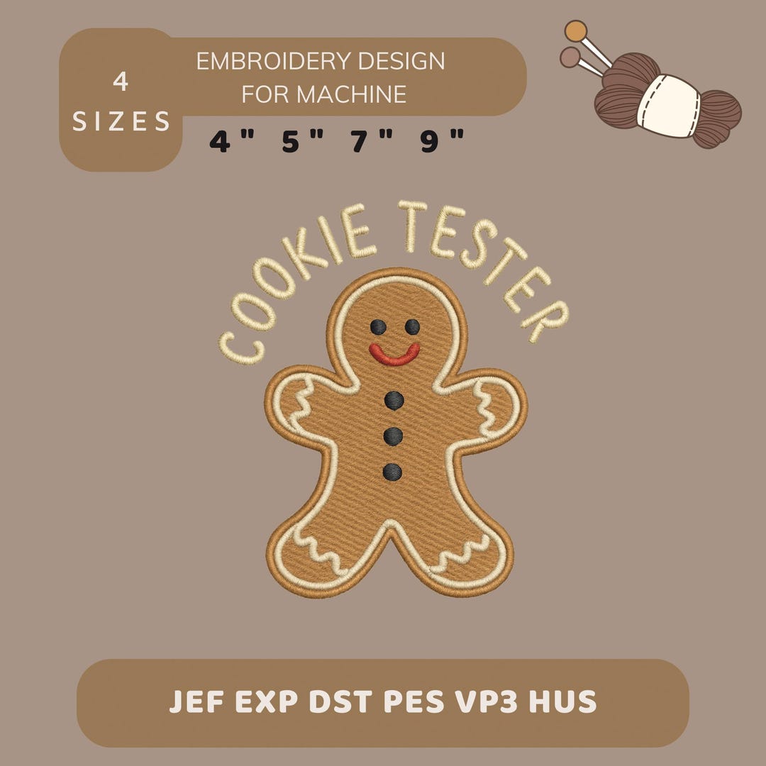 Gingerbread Man Embroidery Design Christmas Cookie Tester (digital