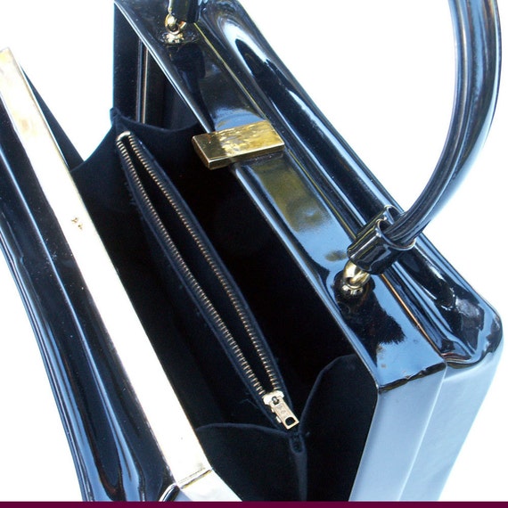 Boxy Black Handbag 1950s Carryall - image 3
