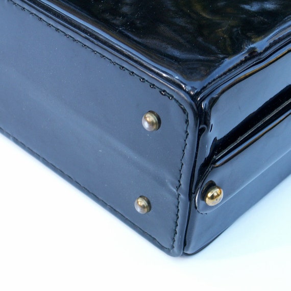 Boxy Black Handbag 1950s Carryall - image 4