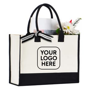 Personalized Logo Tote Bag – Custom “Your Logo Here” Canvas Shopper – Branded Business & Event Promotional Bag