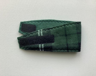Ready to Ship 14" Fleece Belly Band - Finished Length 14" - Green Plaid with White  - fits waists 10-12"