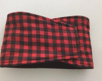 Dog Diaper - Male Dog - Belly Band - Belly Wrap - Black and Red Checks - Available in all Sizes