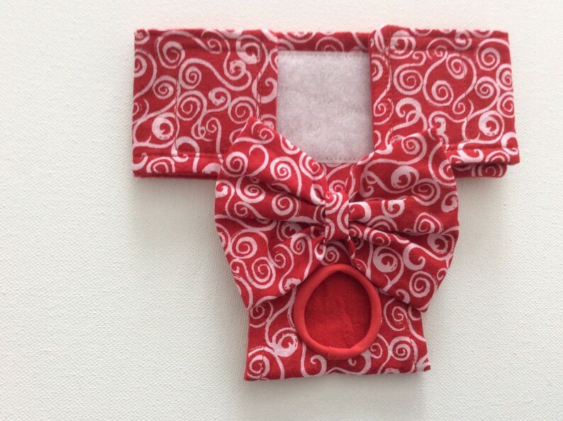 Small Petite READY to SHIP Red with White Swirls Female Dog PantyDiaper