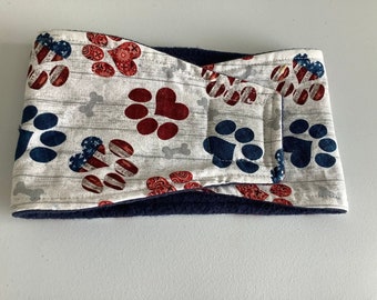 Dog Diaper - Male Dog Belly Band - Patriotic Paw Prints   - Available in all Sizes