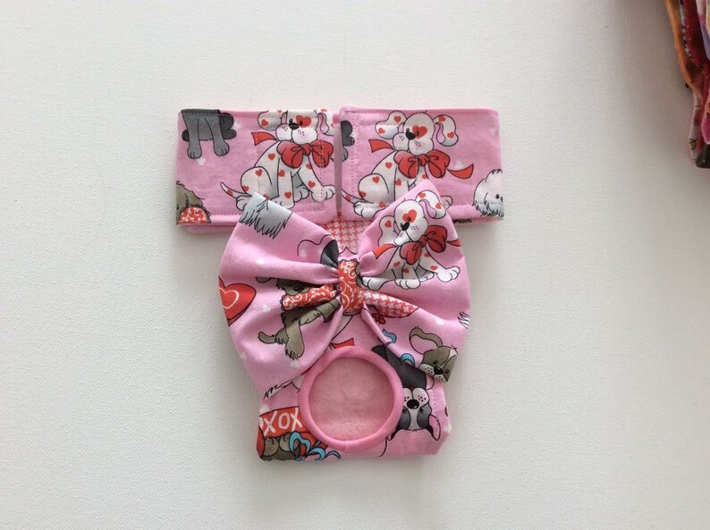 Medium Female Dog PantyDiaper READY to SHIP Pink Valentine Pups