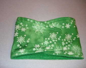 Male Dog Diaper - Male Dog Belly Band - Belly Wrap - Green with White Snowflakes  - Available in all Sizes