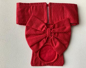READY to SHIP - Medium  Petite-  Female Dog Diaper - Female Panties - Britches - Nappies - Red with White Pindots